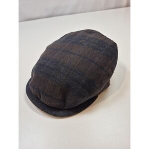 VTG Kangol Hat Flat Cap Fitted Mens L Brown Plaid Lined Made In Italy Newsboy